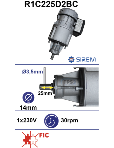 Motoréducteur R1C225D2BC 30tr/min arbre D:14 L:25