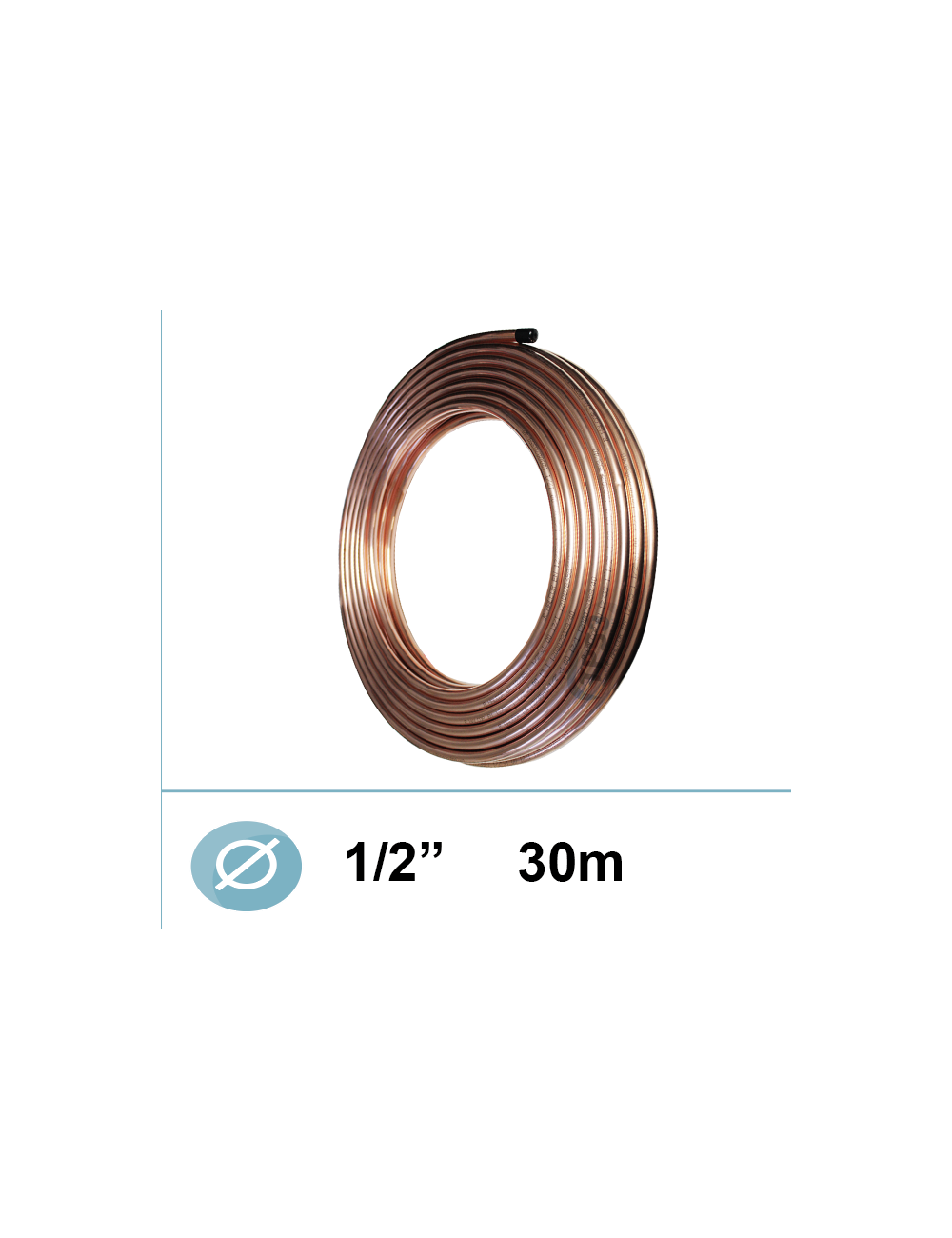 Tube cuivre frigorifique Ø1/2 recuit en couronne 30M