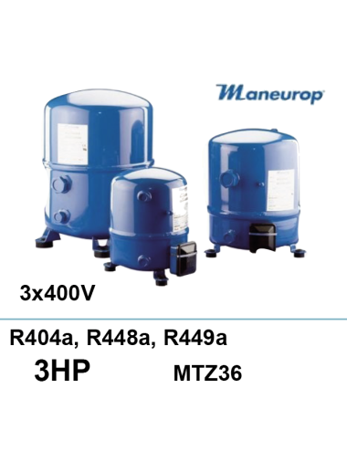 Compresseur Maneurop MTZ36 R404a 3ch