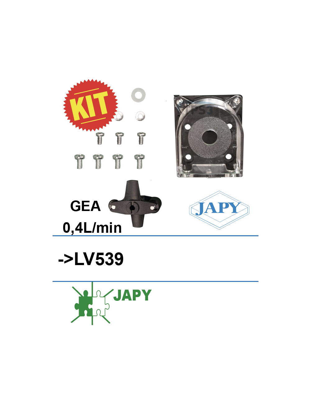 Kit réparation pompe doseuse JAPY 0,4 l/mn