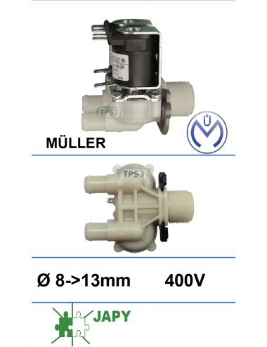 Electrovanne d'arrivée d'eau double droite Müller 400V DN 8-13