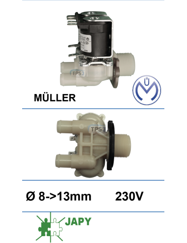 Electrovanne d'arrivée d'eau double droite Müller 230V DN 8-13
