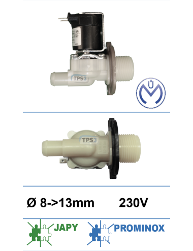 Electrovanne d'arrivée d'eau simple droite Müller 230V DN 8-13