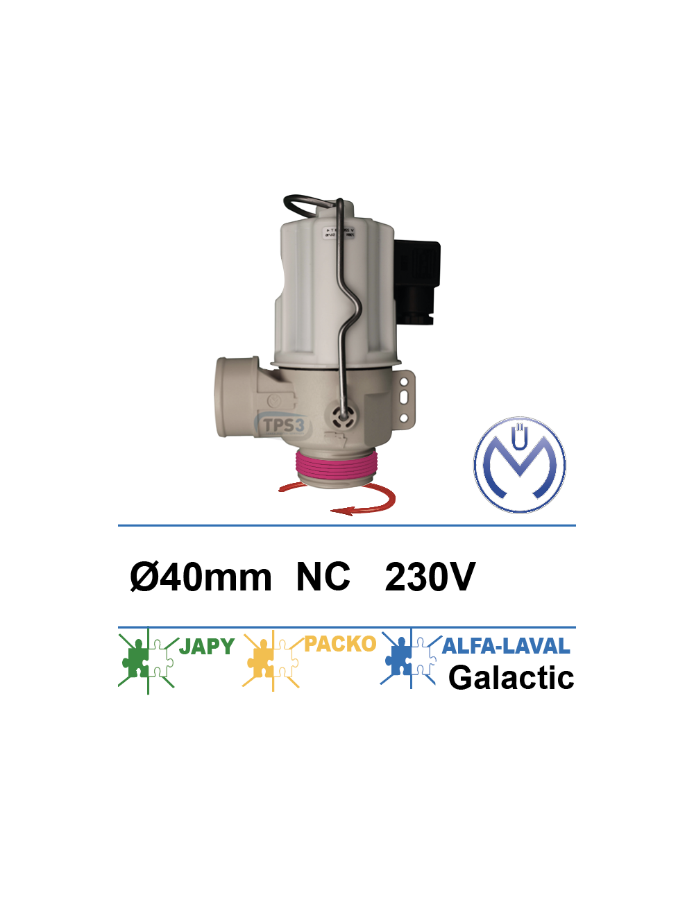 Electrovanne de vidange Müller 230V NF DN 40 lisse/fileté