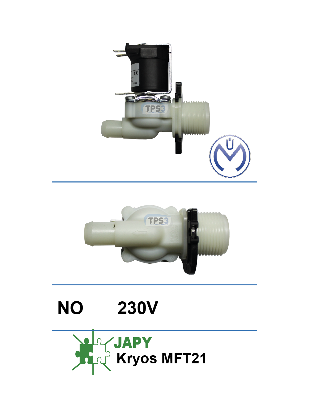 Electrovanne anti mouillage simple droite Müller 230V NO DN 8-13