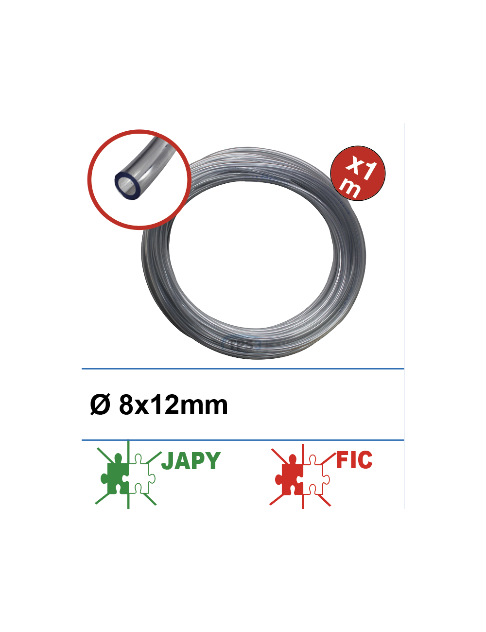 Tube clair 8x11 pour produit lessiviel adaptable Japy