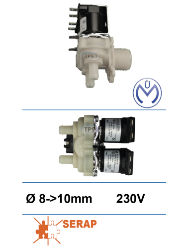 Electrovanne d'arrivée d'eau double coudée Müller 230V DN 8-10