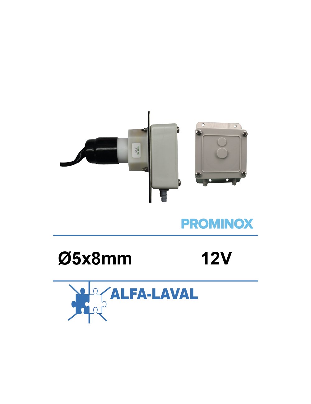 Pompe doseuse 12V avec cable et tôle pour tank Alfa/Prominox