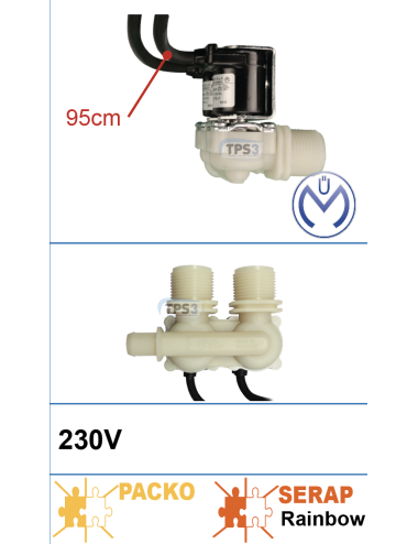 Electrovanne d'arrivée d'eau double mélangeuse Müller 230V