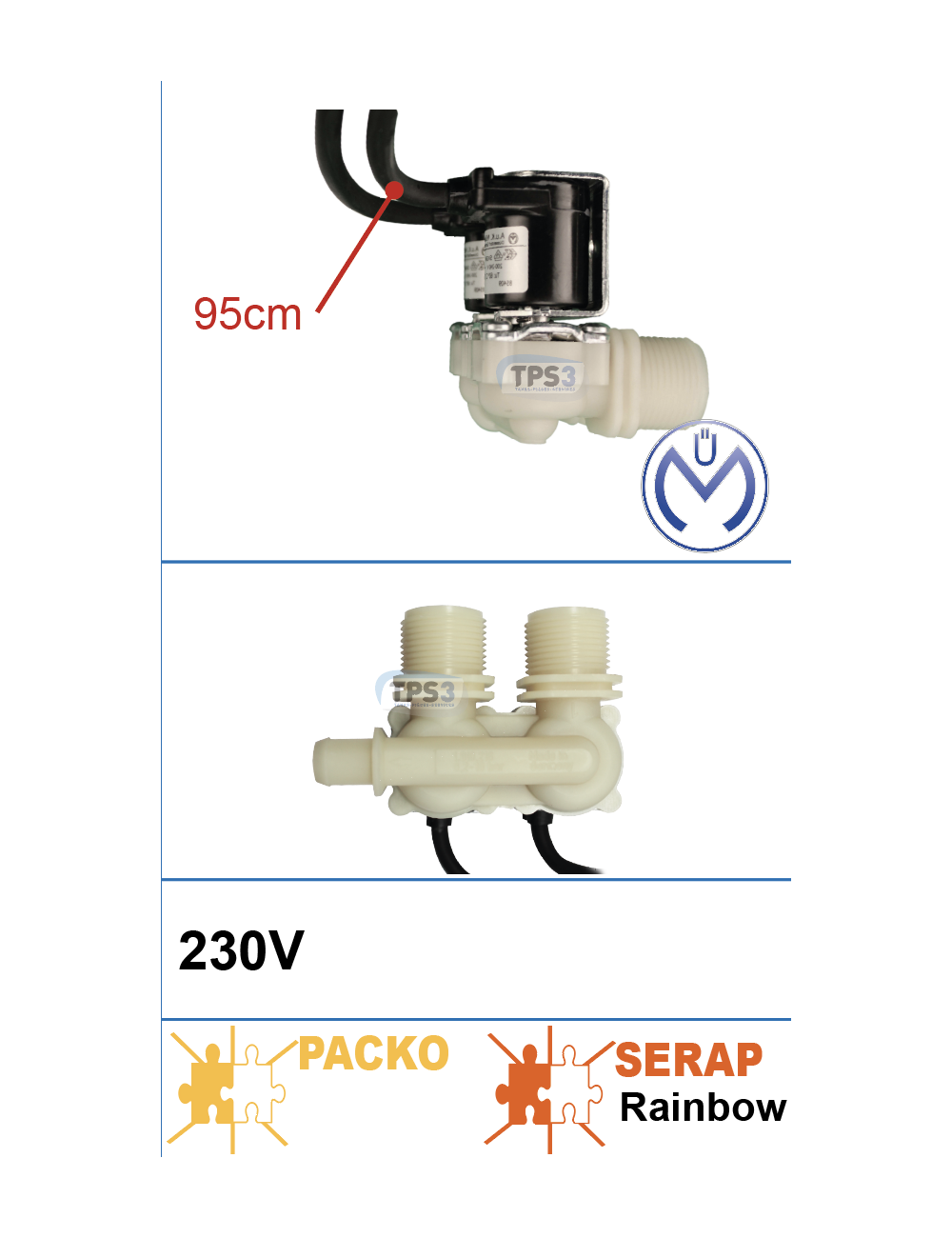 Electrovanne d'arrivée d'eau double mélangeuse Müller 230V