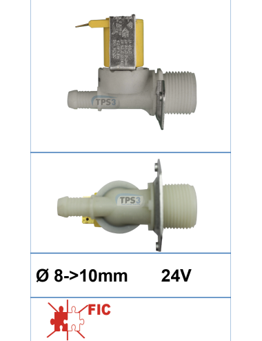 Electrovanne d'arrivée d'eau simple droite 24V DN 8-10