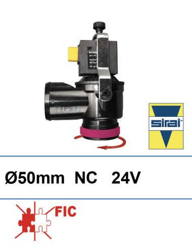 Electrovanne de vidange Sirai 24V NF DN 50 lisse/filetée