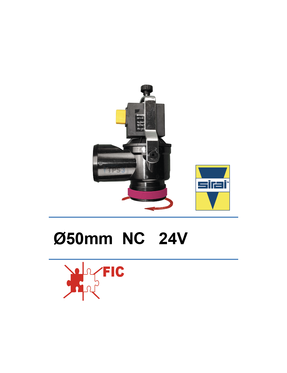 Electrovanne de vidange Sirai 24V NF DN 50 lisse/filetée