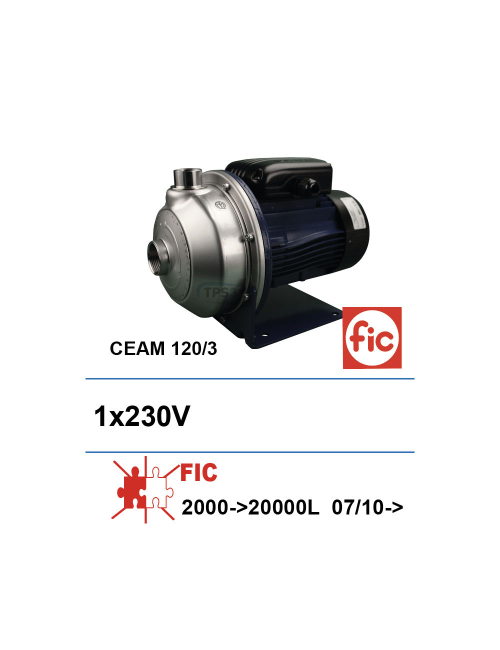 Pompe de lavage FIC CEAM 120/3 1x230V -07/10 2000-5000L