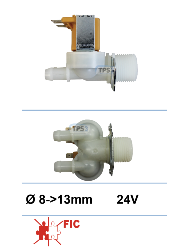 Electrovanne d'arrivée d'eau double droite 24V DN 8-10