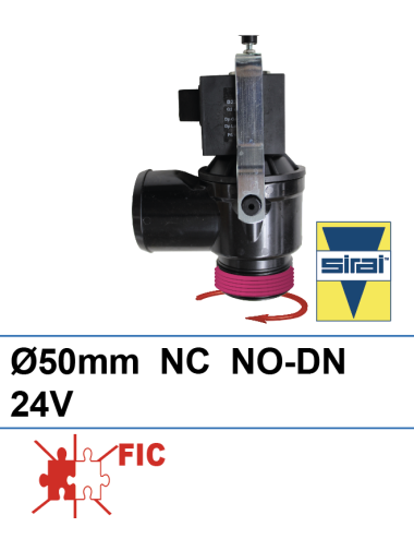 Electrovanne de vidange Sirai 24V NO DN 50 lisse/filetée