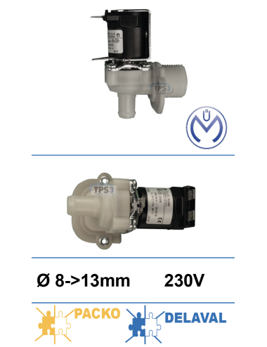 Electrovanne d'arrivée d'eau simple coudée Müller 230V DN8-13