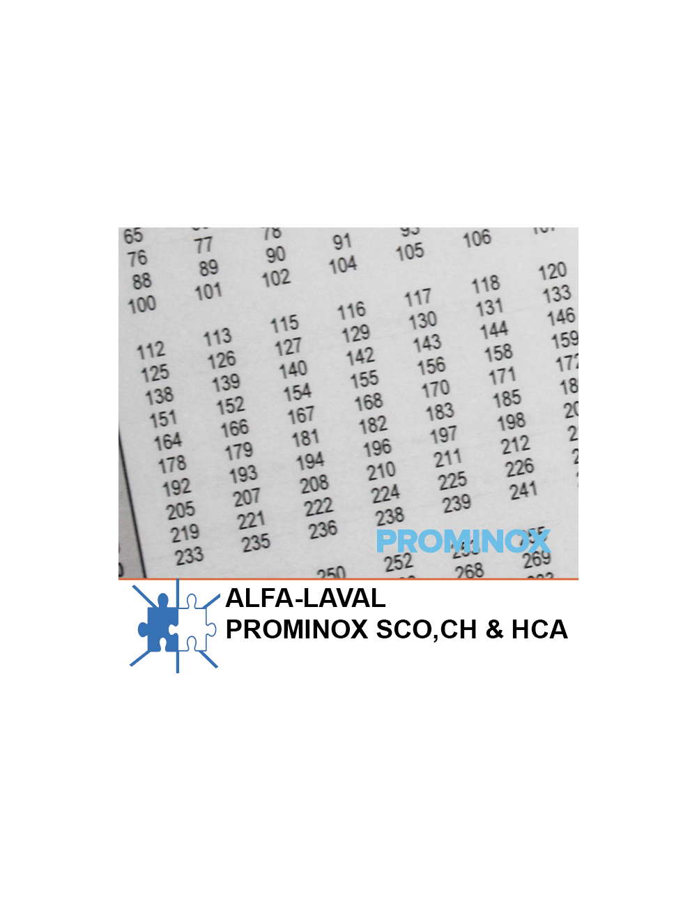 Barème de jauge Alfa-Laval/Prominox SCO-CH-HCA