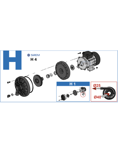 Pompe de lavage Sirem PB1C285H4B boitier déportée protection thermique externe