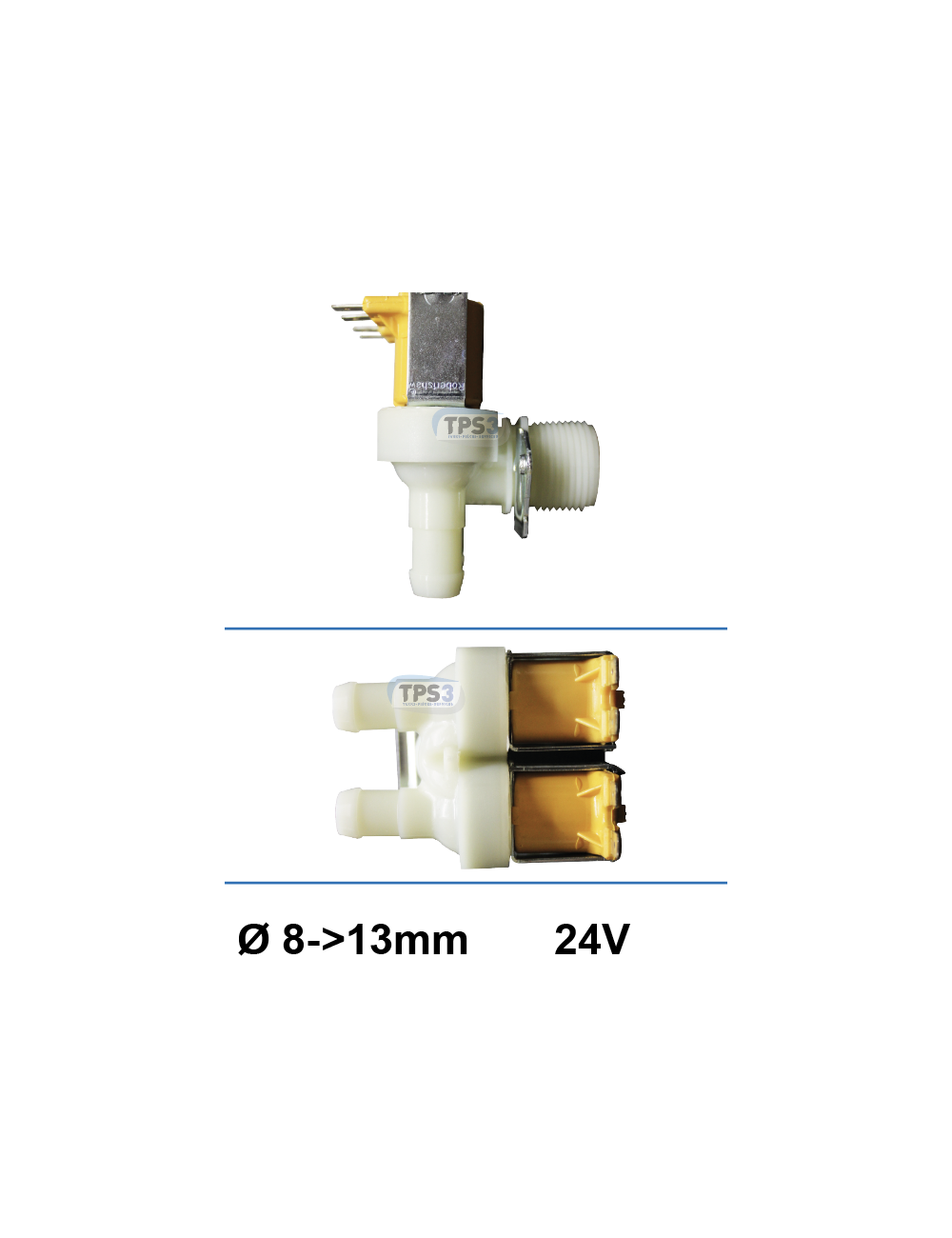 Electrovanne d’arrivée d’eau double coudé Eaton 24V DN 8-13