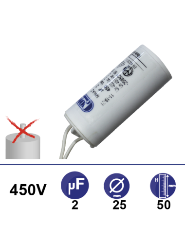 Condensateur 2µF 450V sans vis