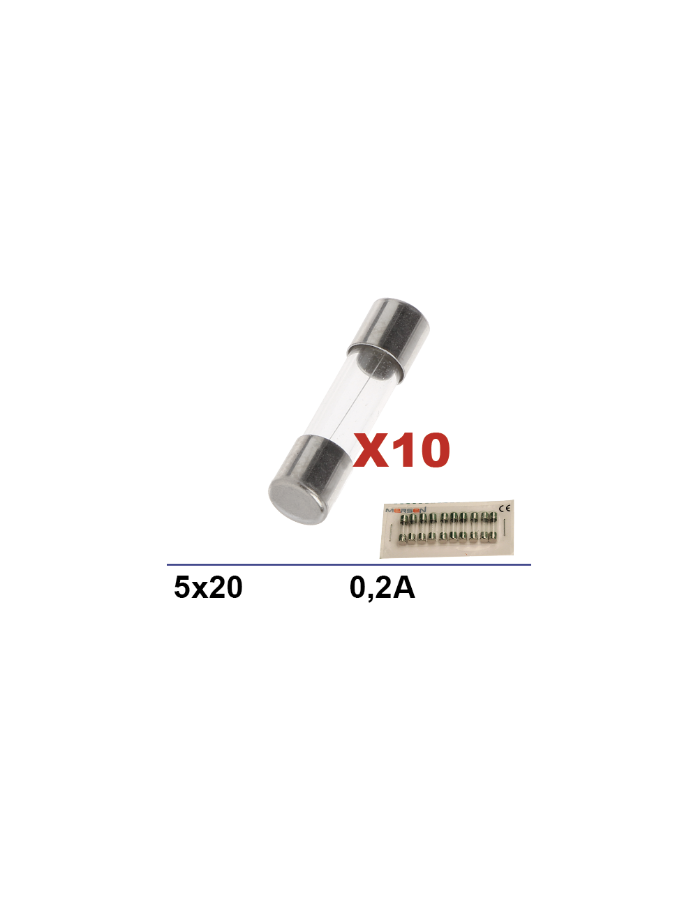 Boite 10 fusibles 5x20 0,2A