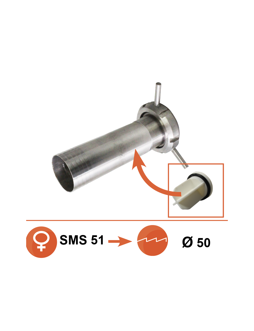 Entrée de lait par le bas version vissée SMS51/51