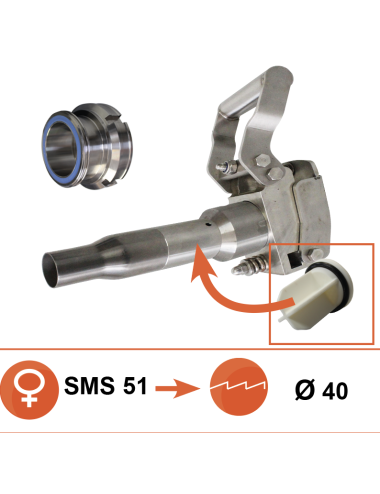 Entrée de lait par le bas version clamp SMS51/40