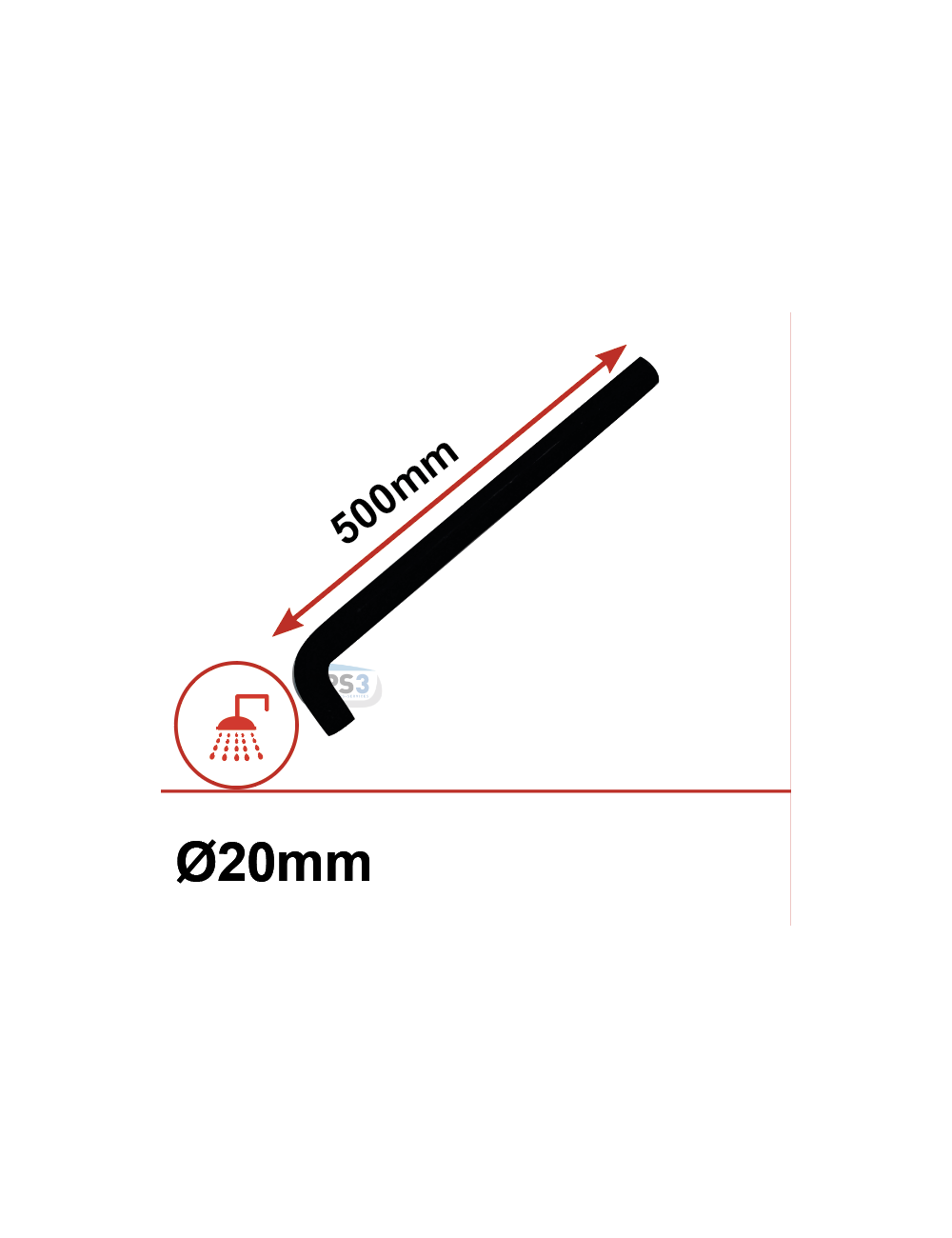 Coude caoutchouc 90° Ø20 long: 500