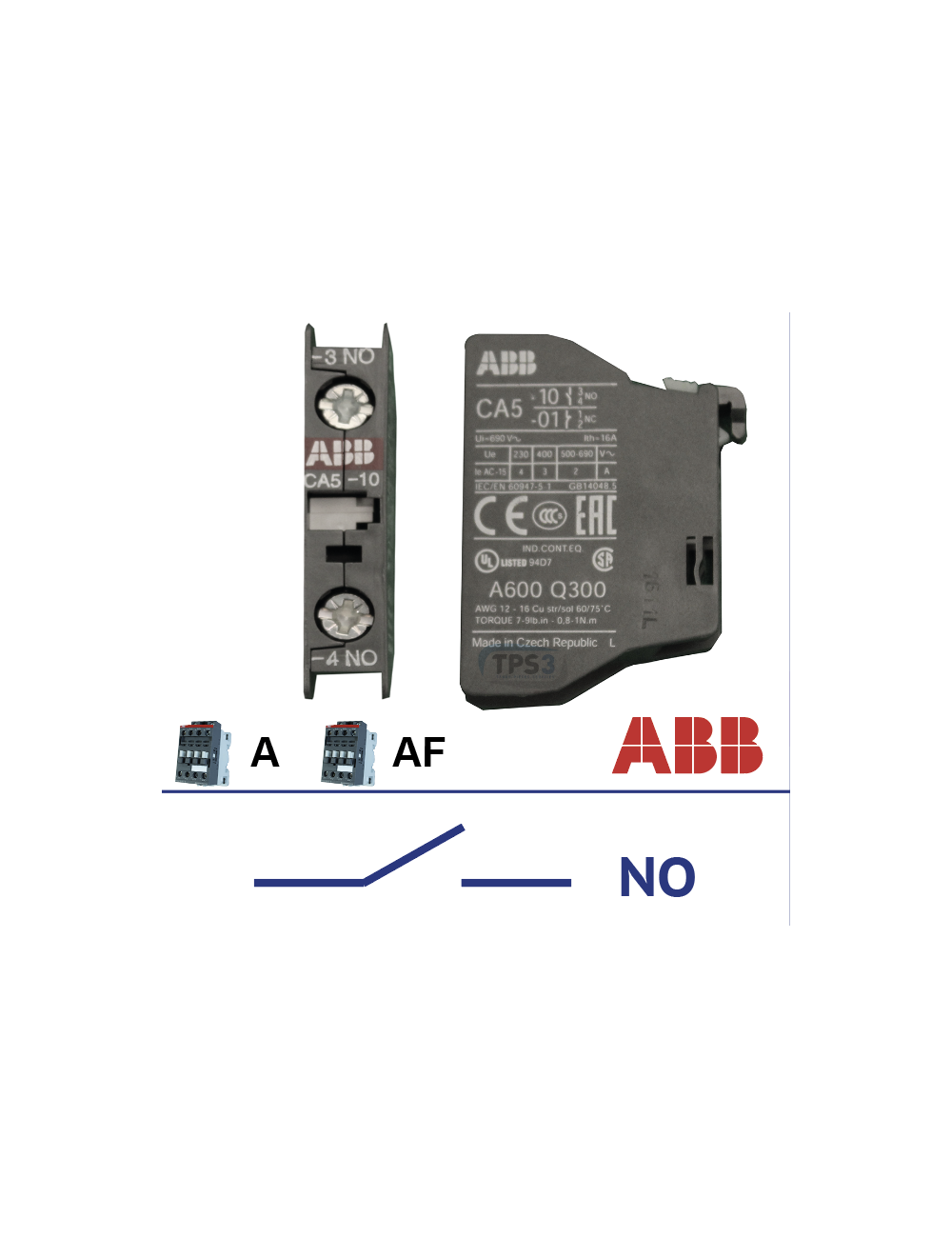 Contact auxiliaire NO pour contacteur ABB série A/AF