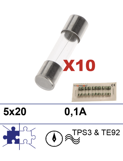 Boite 10 fusibles 5x20 0,1A