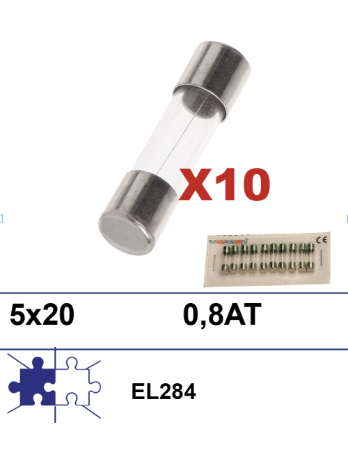 Boite 10 fusibles 5x20 0,8A