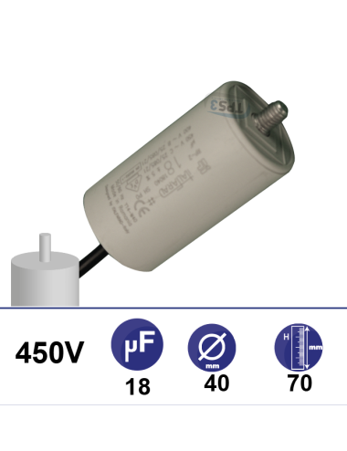 Condensateur 18µF 450V avec tige de fixation